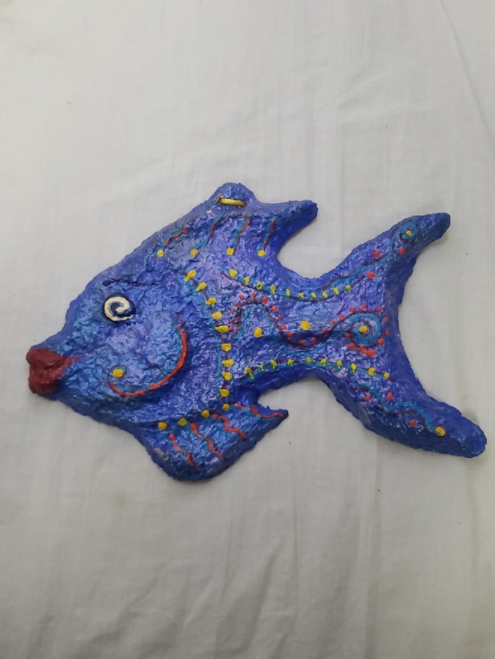 Blue Handmade Tropical Fish Wall Sculpture Barbados